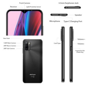 Ulefone Note 12 Unlocked Cell Phone, 4G Unlocked Smartphone, 6.82” Ultra-Large Screen with Slim Structure, 7700mAh Battery, 4+128GB, 3-Card Slot, Face Unlock/Fingerprint Recognition, Black