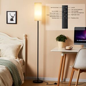 Ambimall Floor Lamps for Living Room, Modern Floor Lamp with Remote Control and Stepless Dimmable Colors Temperature & Brightness (9W Bulb Included, Gray Lampshade)