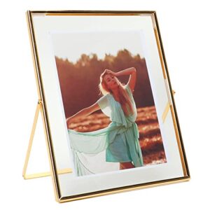 ahago floating picture frame (gold, 8"x10", 1 set), for multiple photo sizes (7x9, 6x8, 5x7), vertical adjustable tabletop/shelf photo frame, classy gift choice for halloween, thanksgiving, christmas, home or wedding decoration