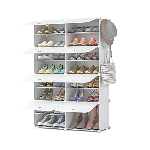 Shoe Rack, 8 Tier Shoe Rack Organizer 32 Pairs Shoe Cabinet Shoe Organizer for Closet Shoe Storage Cabinet Zapateras Organizer for Shoes, Shoe Rack for Closet for Entryway, Bedroom and Hallway, White