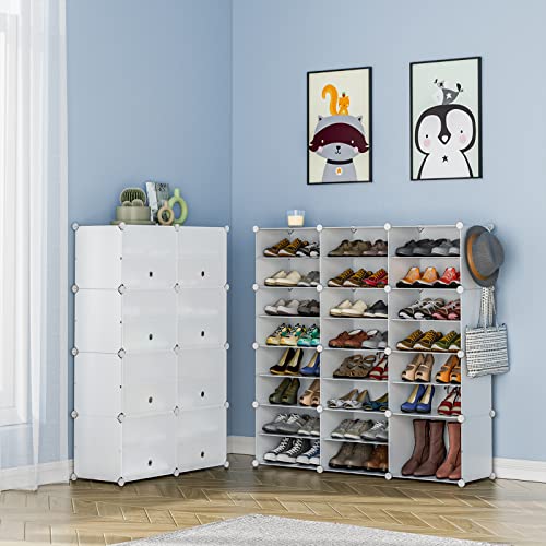 Shoe Rack, 8 Tier Shoe Rack Organizer 32 Pairs Shoe Cabinet Shoe Organizer for Closet Shoe Storage Cabinet Zapateras Organizer for Shoes, Shoe Rack for Closet for Entryway, Bedroom and Hallway, White