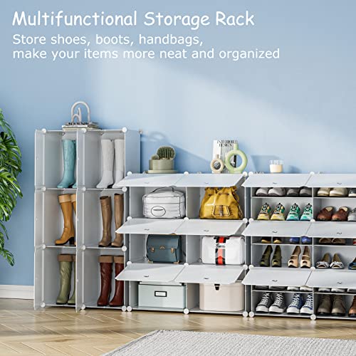 Shoe Rack, 8 Tier Shoe Rack Organizer 32 Pairs Shoe Cabinet Shoe Organizer for Closet Shoe Storage Cabinet Zapateras Organizer for Shoes, Shoe Rack for Closet for Entryway, Bedroom and Hallway, White