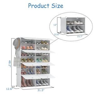 Shoe Rack, 8 Tier Shoe Rack Organizer 32 Pairs Shoe Cabinet Shoe Organizer for Closet Shoe Storage Cabinet Zapateras Organizer for Shoes, Shoe Rack for Closet for Entryway, Bedroom and Hallway, White