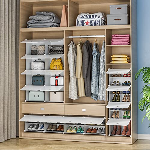 Shoe Rack, 8 Tier Shoe Rack Organizer 32 Pairs Shoe Cabinet Shoe Organizer for Closet Shoe Storage Cabinet Zapateras Organizer for Shoes, Shoe Rack for Closet for Entryway, Bedroom and Hallway, White