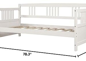 Wooden Daybed Frame Twin Size, Multifunctional Full Wooden Slats Support Sofa Bed, for Bedroom Living Room for Kids Adults, White