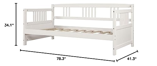 Wooden Daybed Frame Twin Size, Multifunctional Full Wooden Slats Support Sofa Bed, for Bedroom Living Room for Kids Adults, White