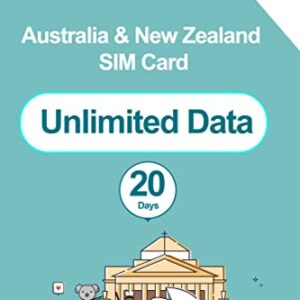 SnailMobile Australia&New Zealand Travel SIM Card - Unlimited Internet Data for 20 Days, Triple Cut 3 in 1 Sim Card - Standard Micro Nano