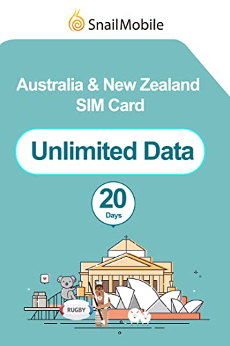 SnailMobile Australia&New Zealand Travel SIM Card - Unlimited Internet Data for 20 Days, Triple Cut 3 in 1 Sim Card - Standard Micro Nano