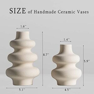 Steviieden Ceramic Vases Set 2, Modern Home Decor,Off White Round Vases,Modern Dried Flower Vases, Boho Home Decor for Centerpieces Wedding Dinner Table Party Living Room Office Bedroom