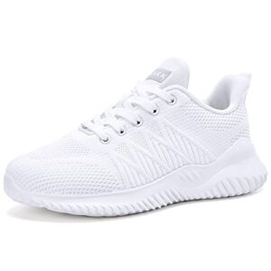akk white tennis shoes for women memory foam walking slip on lightweight comfort fashion sneakers for workout gym athletic white size 8