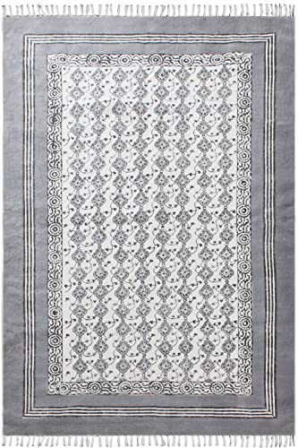 Boho Bathroom Rug Handmade Washable Cotton Hallway Rugs with Tassels Farmhouse Woven Throw Rug Boho Area Rug for Laundry Room/Entryway/Corridor 300x480 cm (10x16 Feet)