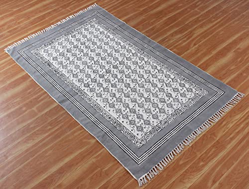 Boho Bathroom Rug Handmade Washable Cotton Hallway Rugs with Tassels Farmhouse Woven Throw Rug Boho Area Rug for Laundry Room/Entryway/Corridor 300x480 cm (10x16 Feet)