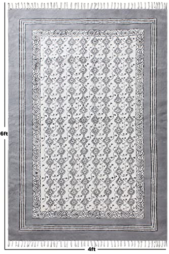 Boho Bathroom Rug Handmade Washable Cotton Hallway Rugs with Tassels Farmhouse Woven Throw Rug Boho Area Rug for Laundry Room/Entryway/Corridor 300x480 cm (10x16 Feet)