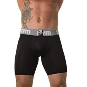 Gym Men's Sports Compression Shorts with Cup Pocket and Hard Cup Included (Medium, Black)