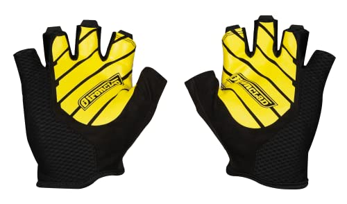 Ironclad Gaming Gloves, Half Finger Coverage, Precision Fit, Performance Silicone Grip, Moisture Wicking Construction, Yellow and Black, Small, 1 Pair