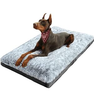 kisyyo dog beds for large dogs fixable deluxe cozy dog kennel beds for crates washable dog bed, 36 x 23 x 3.8 inches, grey