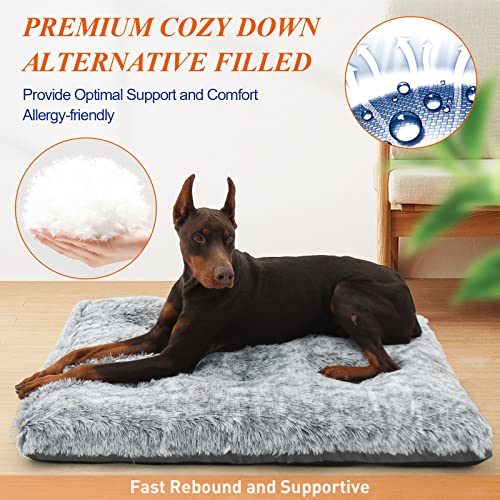 KISYYO Dog Beds for Large Dogs Fixable Deluxe Cozy Dog Kennel Beds for Crates Washable Dog Bed, 36 x 23 x 3.8 Inches, Grey