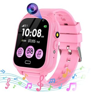 syeekom smart watch for kids - kids smart watch boys with 26 games, camera, video music player calculator pedometer, educational learning toys toddles game watch 3-12 (pink)