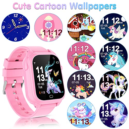SYEEKOM Smart Watch for Kids - Kids Smart Watch Boys with 26 Games, Camera, Video Music Player Calculator Pedometer, Educational Learning Toys Toddles Game Watch 3-12 (Pink)