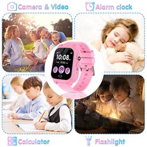 SYEEKOM Smart Watch for Kids - Kids Smart Watch Boys with 26 Games, Camera, Video Music Player Calculator Pedometer, Educational Learning Toys Toddles Game Watch 3-12 (Pink)