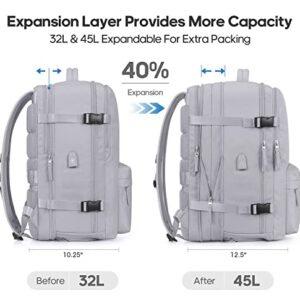 Large Travel Laptop Backpack, Expandable 45L Carry On Backpack Water Resistant Airline Approved Business Work Computer Bag Gifts for Men & Women Fits 17 Inch Notebook