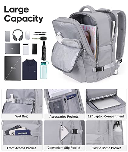 Large Travel Laptop Backpack, Expandable 45L Carry On Backpack Water Resistant Airline Approved Business Work Computer Bag Gifts for Men & Women Fits 17 Inch Notebook