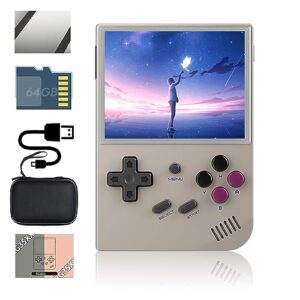 rg35xx handheld game console 3.5 inch ips retro games consoles classic emulator hand-held gaming console preinstalled hand held video games system with portable case 64gb retro gray
