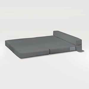 Mjkone Folding Futon Sofa Bed, Modern Convertible Couch for Compact Living Room Office Apartment Space, Modular Sectional Sofa for Resting Camping- Full, Dark Grey