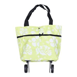 grocery cart on wheels wheeled cart folding shopping bag with wheels,collapsible shopping trolley bags shopping cart(green leaves) foldable dolly shopping cart with wheels
