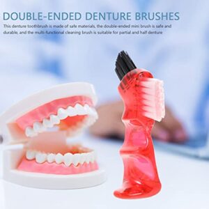 Milisten Toothbrush 4Pcs Mini Dual Head BrushesDouble-Head Denture Brushes False Teeth Brush Cleaning Brushes Personal Small Brushes Clean Toothbrush(7.5X3.5X2.5CM) Denture Brush Toothbrush