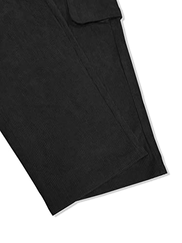 Floerns Men's Casual Corduroy Pants Drawstring Waist Straight Leg Cargo Pants Black M