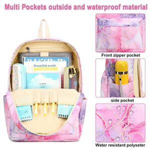 CAMTOP School Backpacks for Girls Teen Lightweight Waterproof Backpack Bookbags Set(Tie Dye Pink Purple)