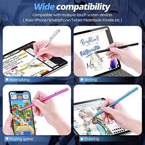 Stylus pens for Touch Screens [5 Pack Long Pen Body] Fiber mesh Tips High Sensitivity & Fine Point Capacitive Pen Compatible for ipad iPhone Android Tablet Laptop Microsoft Surface Chromebook