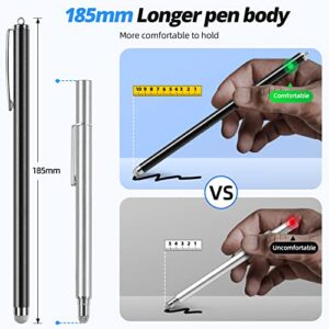 Stylus pens for Touch Screens [5 Pack Long Pen Body] Fiber mesh Tips High Sensitivity & Fine Point Capacitive Pen Compatible for ipad iPhone Android Tablet Laptop Microsoft Surface Chromebook