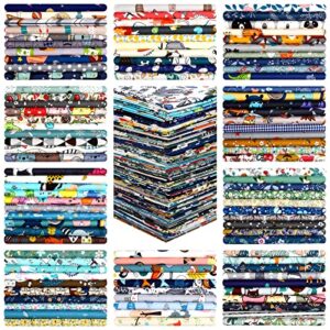 100 pcs cotton fabric square patchwork craft fabric scraps quilting fat bundles flower animals cartoon for diy sewing cloths (cute, 10 inch)