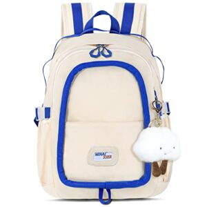 school backpack for girls,girls backpack with cute pendant,kids school bag,aesthetic backpack for teen girls for elementary middle school,lightweight bookbag for girls,kawaii backpack for girls(blue)
