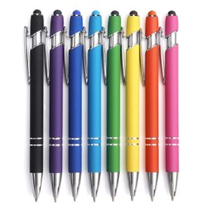 8 pack ballpoint pen 2-in-1 stylus retractable ballpoint pen with stylus tip, metal stylus pen for touch screens, 1.0 mm black ink