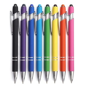 8 Pack Ballpoint Pen 2-in-1 Stylus Retractable Ballpoint Pen with Stylus tip, Metal Stylus Pen for Touch Screens, 1.0 mm Black Ink