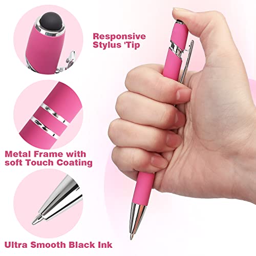 8 Pack Ballpoint Pen 2-in-1 Stylus Retractable Ballpoint Pen with Stylus tip, Metal Stylus Pen for Touch Screens, 1.0 mm Black Ink
