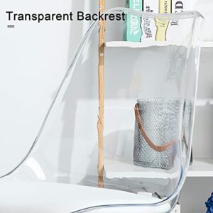 Acrylic Clear Desk Chair Modern Home Office Ghost Chairs with Wheels Cute Armless Rolling Vanity Plastic Chair with Adjustable Height (Clear)