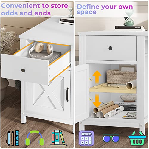 SEDETA L Shaped Computer Desk, Convertible 86.6" Home Office Desk or Corner Desk, L Office Desk with Drawer, Power Strip, Storage Cabinet, Monitor Stand & Storage Bag, White