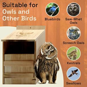 Owl House Real Wood - Easy to Hang - Prebuilt Owl Box for Outside - Houses Owls & Kestrels - Cedar Shavings & Screws Included - Owl Nesting Box - Barn Owl - Screech owl - Owl Houses for Outdoors