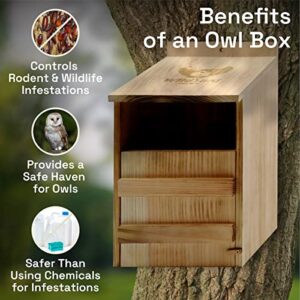 Owl House Real Wood - Easy to Hang - Prebuilt Owl Box for Outside - Houses Owls & Kestrels - Cedar Shavings & Screws Included - Owl Nesting Box - Barn Owl - Screech owl - Owl Houses for Outdoors