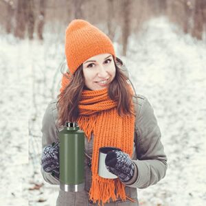 WAPEST Water Bottle 64 oz - Vacuum Insulated Wide Mouth Stainless Steel Thermos with Spout Lid and Flex Cap - Keeps Liquid Cold for 48 Hrs or Hot for 24 Hrs - collapsible handle, Green, 2.2qt