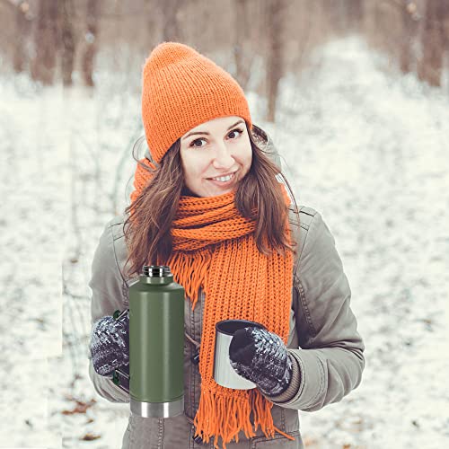 WAPEST Water Bottle 64 oz - Vacuum Insulated Wide Mouth Stainless Steel Thermos with Spout Lid and Flex Cap - Keeps Liquid Cold for 48 Hrs or Hot for 24 Hrs - collapsible handle, Green, 2.2qt