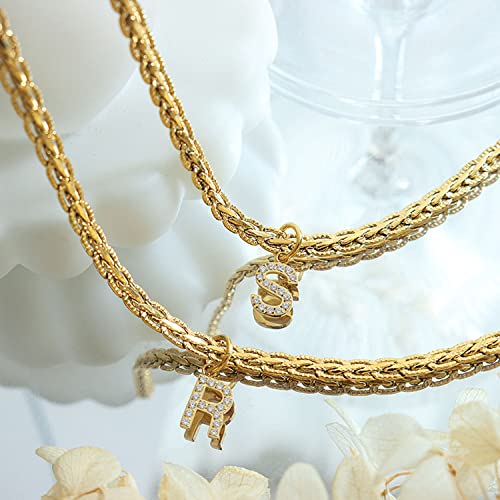 GOGOEY Dainty Initial Necklaces for Women, 18K Gold Filled Vintage Choker Necklaces Simple Cubic Zircon Letter Pendant Initial Choker Necklace Gift for Women Necklace Jewelry (J)