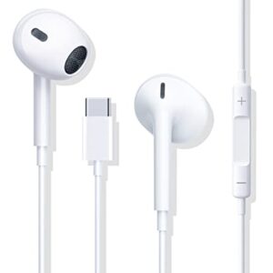 Earphones USB C Headphones, Type C Wired in-Ear Earbuds with Microphone and Volume Control Earbuds, Compatible with Samsung S20/S21,Huawei P20 pro/ P30/P40,Google Pixel 3/4/XL