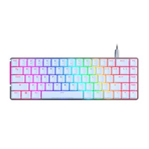 asus rog falchion ace 65% rgb compact gaming mechanical keyboard, lubed rog nx red switches & switch stabilizers, sound-dampening foam, pbt keycaps, wired with kvm, three angles, cover case-white