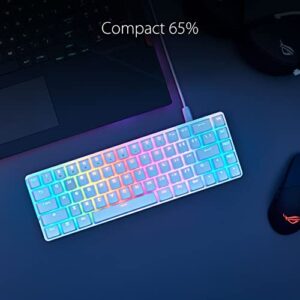 ASUS ROG Falchion Ace 65% RGB Compact Gaming Mechanical Keyboard, Lubed ROG NX Red Switches & Switch Stabilizers, Sound-Dampening Foam, PBT Keycaps, Wired with KVM, Three Angles, Cover Case-White