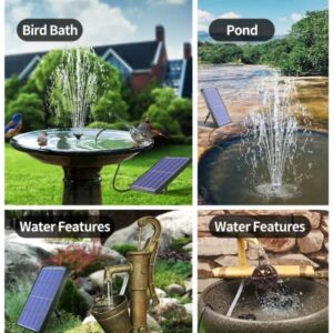 NFESOLAR Solar Fountain Pump with 1500mAh Battery Backup, 3.5W Solar Fountain Pump for Bird Bath with 4ft Tubing, 40GPH Solar Water Pump for Small Pond Garden Pool Water Feature Yard